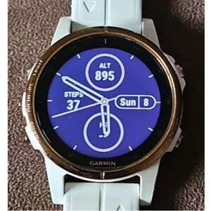 Garmin Smartwatch with Cream Band and Gold Bezel